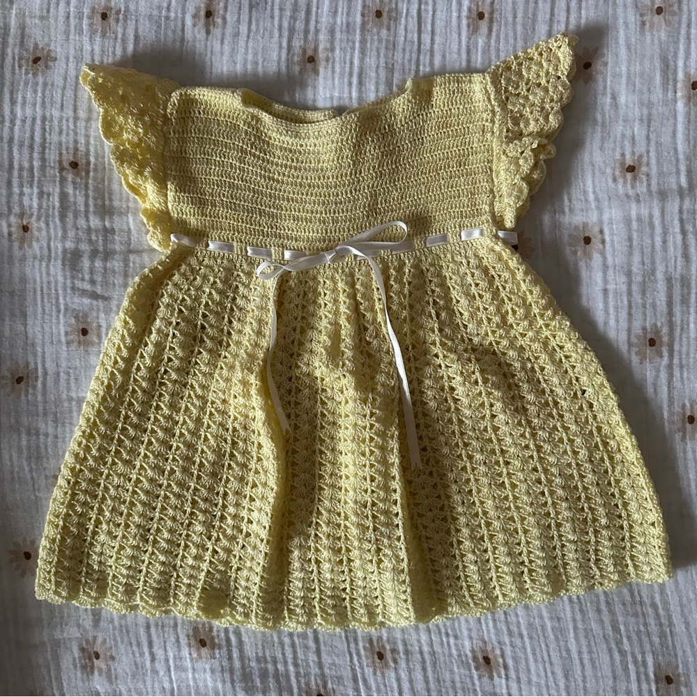 Handmade Yellow Crochet Baby Dress